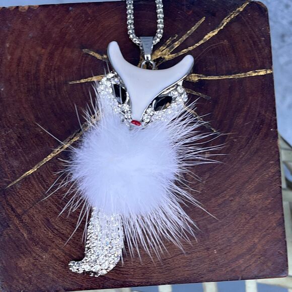 Vintage Fox Necklace Articulated pendant 90s y2k Quirky Statement Jewelry - Picture 2 of 10